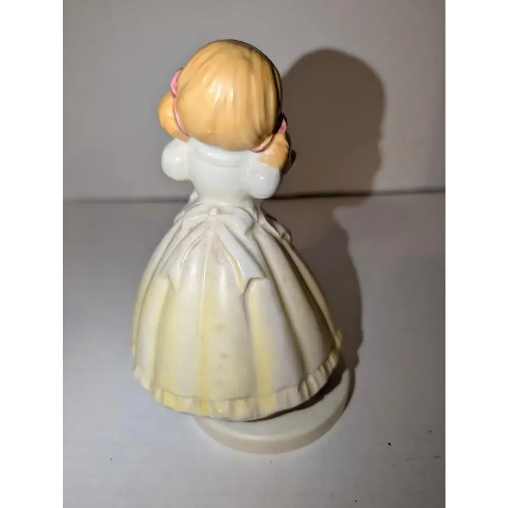 Vintage Sankyo Japan Music Box Figure Girl Holding Baby Brother Boy Works S81